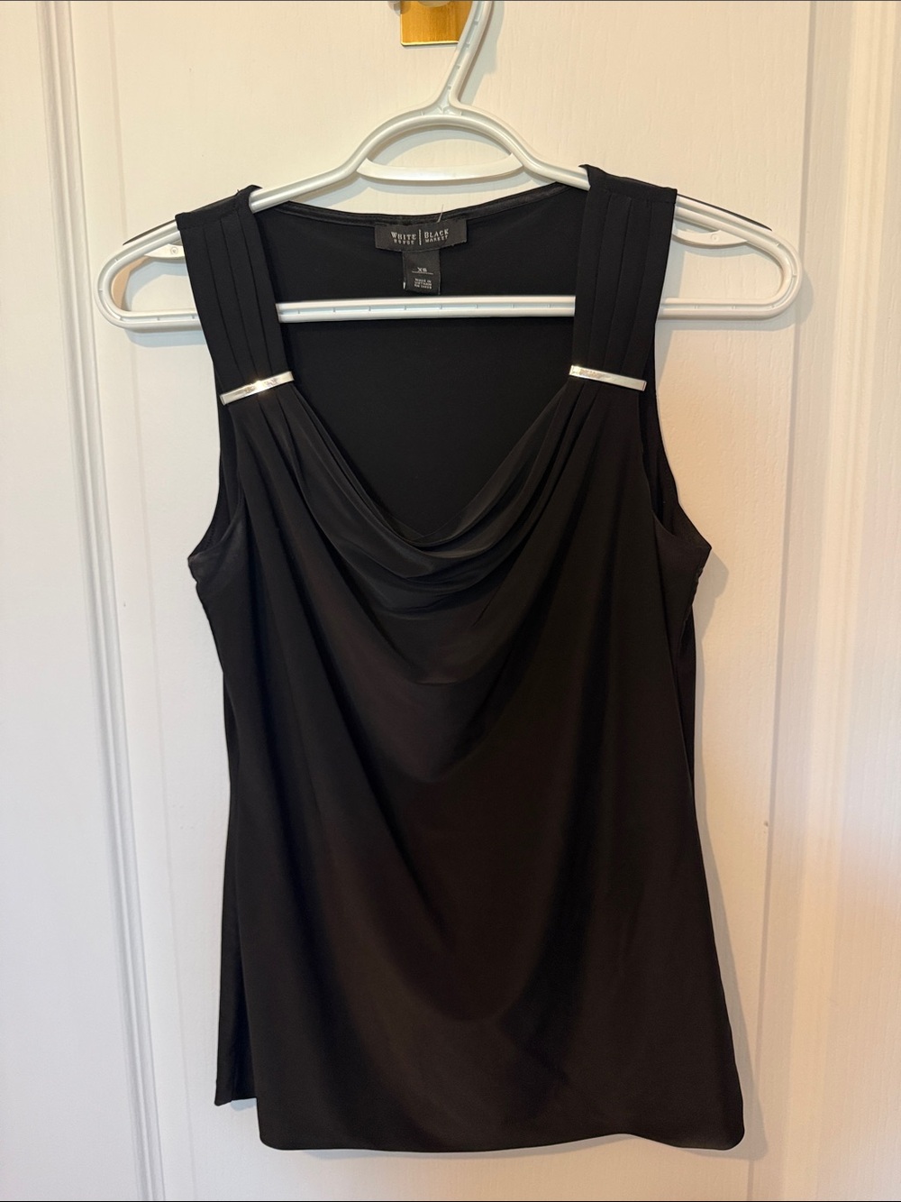 White House Black Market Black Draped Cowl Neck Tank